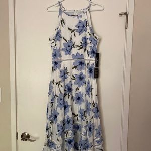 Lulu’s Zahara Midi Dress, white with blue print